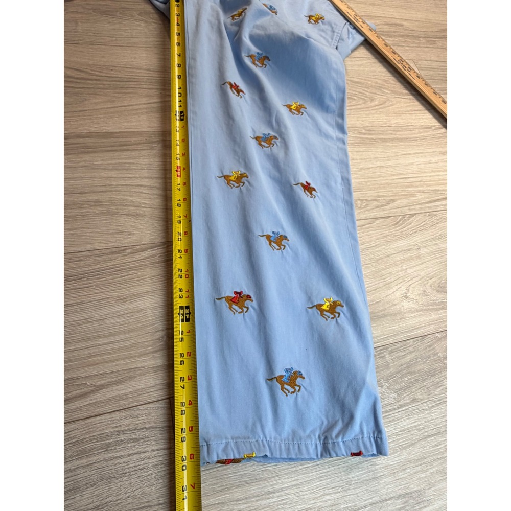 Castaway Nantucket Island Mens 42 Blue Horse Racing Embroidered Chino Pants - Picture 5 of 8